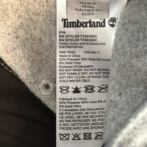 Men’s Timberland Gray Wool Blend Velcro Adjustable Strap Ball Cap - One Size - Picture 8 of 9